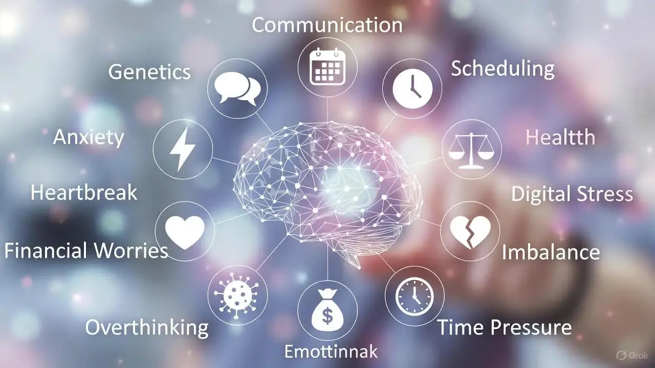 Illustration showing biological and environmental causes of GAD. Illustration showing biological and environmental causes of GAD.
